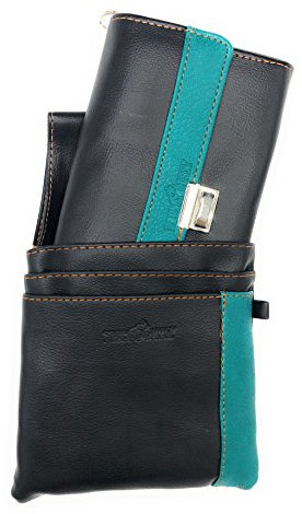 Kellnerbörse mit Kette und Holster Kellnertasche Kellnerportemonnaie Taxibörse schwarz (grün)