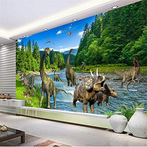 Tapeten Wandbild Wandaufkleberindividuelle Fototapeten 3D Stereo Große Wandbilder Jurassic Dinosaurier Wohnzimmer Sofa Bett Schlafzimmer Flash Silber Tuch Tapete, 200 * 140 Cm