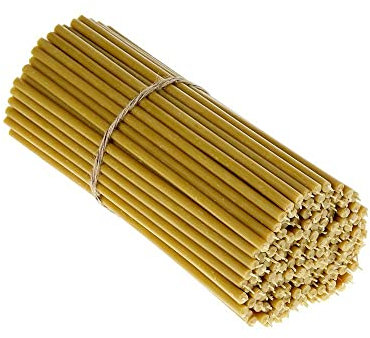 Danilovo Ritual Kerzen 100% Bienenwachs (Gelb) - Orthodoxe Kerzen für Gebet Tischdeko Hochzeit - Ungiftig, Ruß - Tropffrei, Nachhaltige Produkte, N40, Höhe: 26,5 cm, Ø 7,15 mm (200 stück)