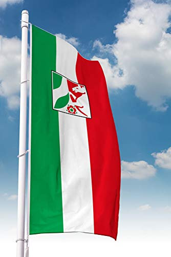 Deitert Bundesland-Flagge NRW – 150x400 cm NRW-Flagge mit Wappen (Bürgerflagge), Hissfahne aus reißfestem Polyester, NRW-Fahne mit Doppelsicherheitsnaht gesäumt