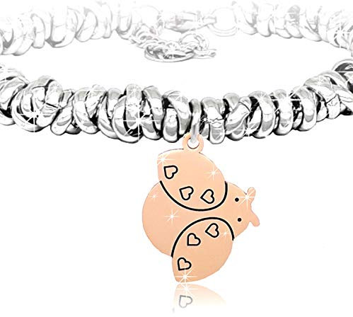 SAGA GIOIELLI® BRACCIALE NODINI INTRECCIATO DONNA FRASI PENSIERI PAROLE EMOZIONALE INCISIONE CUORE (Coccinella portafortuna)