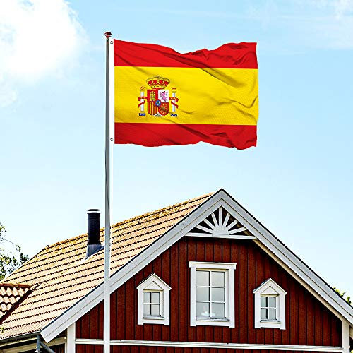 FSFLAG Bandera de España - Bandera de España 3x5 pies - Poliéster 400D y dos ojales de latón - Resistente a la decoloración UV y doble costura