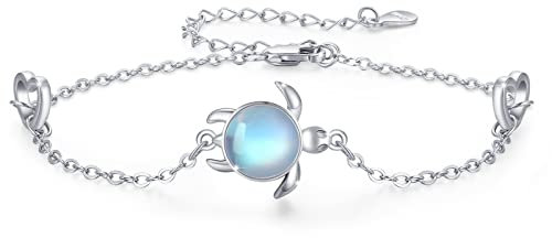 CUOKA MIRACLE Armband Mondstein Schildkröte 925 Sterling Silber Schildkröte Schmuck für Damen Mädchen