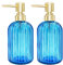Seifenspender - 2er Pack 14 Oz Küche Glas Seifenspender mit Pumpe, Badezimmer Transparente Seifenspenderflasche für Handseife, Spülmittel Under Lotion (Blau)