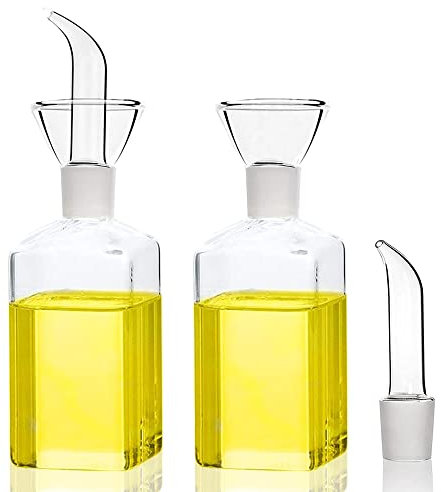 Bugucat Bugcat Botella de Aceite de Vidrio 250 ML, para Aceite de Oliva vinagre Salsa de Soja etc. Aceitera de Cristal Ideal para Verter y Rociar Aceite de Oliva Vinagre u Otros Líquidos（2 piezas）