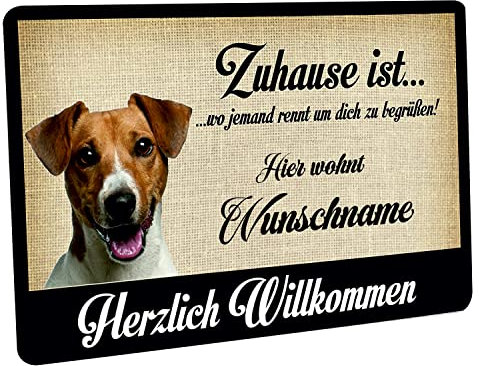 Crealuxe Fussmatte Jack Russell Zuhause ist wo jemand rennt um Dich zu begrüßen - (Wunschname/Wunschtext) - Fussmatte Bedruckt Türmatte Innenmatte Schmutzmatte
