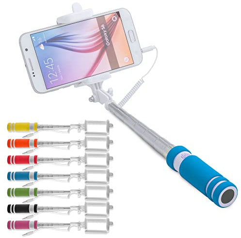 ANTEVIA - Perche à Selfie Universelle Design et Ultra compacte avec Bouton de Prise de Vue Jack | Plus DE 10 MODELES | Couleur : Bleu (Paicom Bleu)