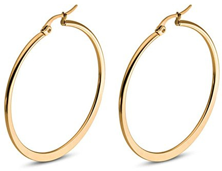 Damen Ohrringe Edelstahl Flache Creolen mit großem Kreis für Frauen 20mm Creolen Gold