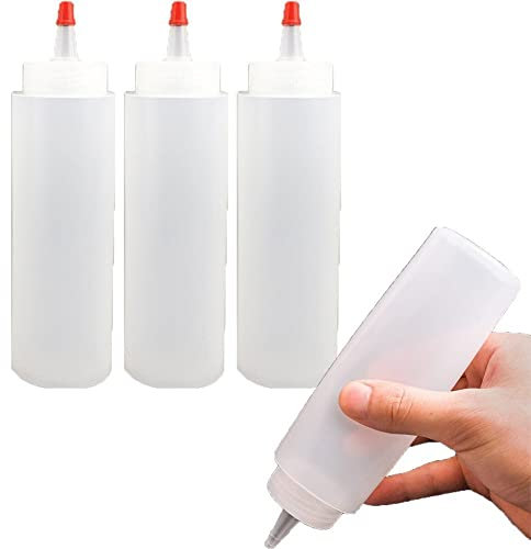 3pcs Plastic Squeeze Bottles with Caps Squeezy Dispenser Condiment Bottles for Drip Cake Sauce Seasoning Salad Dressing