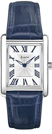 Accurist Rectangle Womens Analogue Watch 26mm dial Silver Leather Strap | 30 Metres Water Resistance, dual-texture dial, Japanese quartz movement