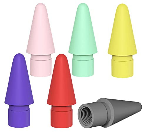 ZHONYEE 6 Pack Tips for Apple Pencil, Compatible with iPencil 1st & 2nd Generation, High Sensitivity Stylus Nib, Replacement Tip for iPad Pro (Multicolour)