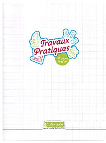Calligraphe 18289C Un Cahier de Travaux Pratiques Agrafé Incolore (une Marque de Clairefontaine) - 24x32 cm - 192 Pages Grands Carreaux et Unies - Papier Blanc 90 g - Couverture Polypro Transparent