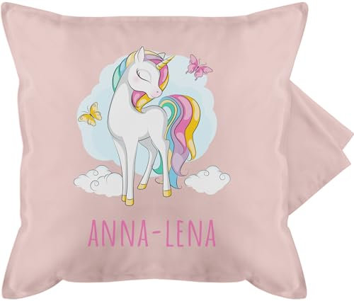 Kissenbezug - Einhorn Unicorn Einhörner Kinder Geschenk - 50 x 50 cm - Hellrosa - Kissen personalisierte Unicorns personlisierte kuschelkissen kinderkissen einhörnern kissenbezüge Motiv Name