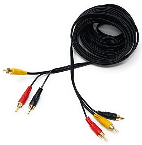 DRUT 10m 3 RCA to 3 RCA Phono Male Plug Triple Jack Cable AV Audio Video Composite Lead 33ft