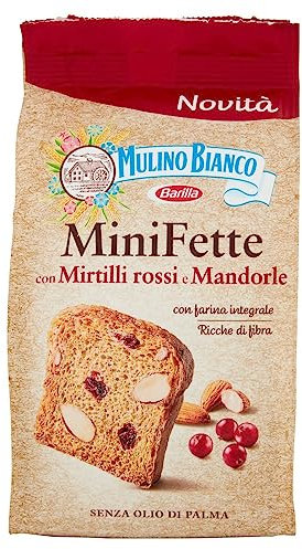 Mulino Bianco MiniFette ai Mirtilli Rossi, Mandorle e Semi di Girasole, Mini Fette Con Farina Integrale 90g