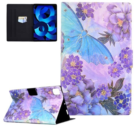 Funda para iPad Air 11 Pulgadas M2 2024, iPad Air 6ª/5ª/4ª Generación (2024/2022/2020) 10,9 Pulgadas, Protectora Carcasa Cover con Auto-Sueño/Estela para iPad Air 11 Pulgadas 2024, Peonía púrpura