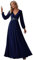 Ever-Pretty Women's Elegant A-Line Deep V-Neck Appliques Pleated Long Sleeve Bridesmaid Dress Navy Blue 16UK