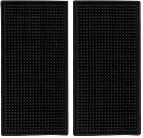 ZEONHEI Lot de 2 Tapis De Service De Bar, Tapis Bar en Caoutchouc, 30 x 15 cm, pour Cuisine, Bar, Club, Noir