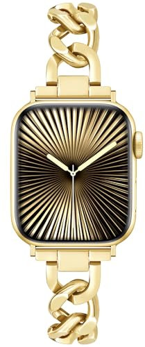 Ocaer Kompatibel mit Apple Watch Armband 46mm 45mm 44mm 42mm 49mm, Elegant Metall iWatch Armband für Apple Watch SE Ultra 2/1 Series 10 9 8 7 6 5 4, Schmuck Gliederarmband für Damen Fraue(Gold)