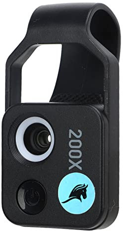 200x Telefon Mikroskop, HD 200x 2 Stufen Helligkeitseinstellung Ell Phone Microskop, Telefon Clip Tragbares USB Mikroskop mit Fülllicht für Beobachtung Lernen (Schwarz)