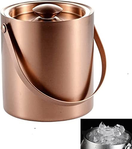 Premium doppelwandiger isolierter Edelstahl-Eiskübel mit Deckel, Eiskübel für Party, Champagner, langlebiger Eiskübel, ideal für Bar, Party, Bier, Champagner und Wein