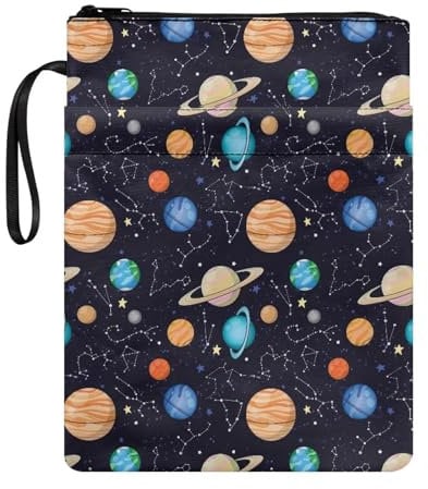 Belidome Universe Planet Buchtasche für Jungen und Mädchen, Reißverschluss, Buchhülle für Buchliebhaber, Hardcover, Lehrbuch, Notizbuch, Buchhülle