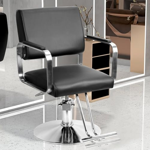 Kripyery Hydraulischer Friseurstuhl – Pumpe robust und verstellbar für Friseur – für Damen, Herren, Zuhause, Schule, Büro – Schwarz