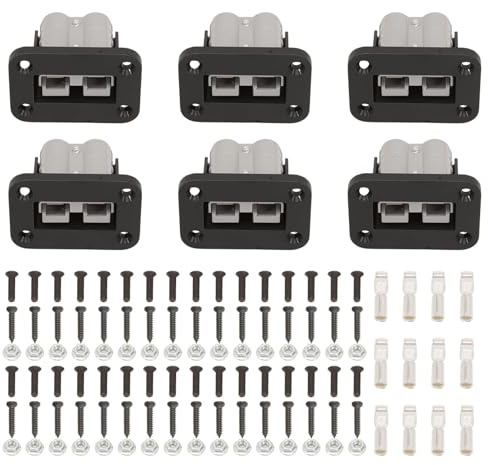 Taesayl 6 Stück Anderson Stecker 50A 600V, Batterie Schnelltrennstecker Hochstromstecker Mit Schutzkappe, Batterieanschluss Für Auto, Wohnmobil, Solaranlage, LKW, Boote