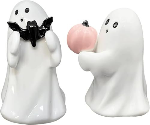 Starnearby Cute Geist Statue, Kürbis Geist und Fledermaus Figuren, Gruselig Geister Halloween Geisterfigur Statue Desktop Ornamente Halloween Deko Outdoor & Indoor