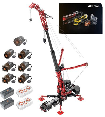MasterBrickPlay Technik Baueteine Kran LTM-11200, 6338 Teile Technik Schwerlast Raupenkran Modellbaukasten mit 7 Motoren, MOC Kranwagen Klemmbausteine Zugpielzeug für Erwachsene
