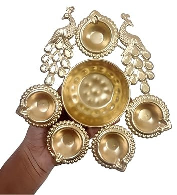 INDACORIFY Peacock Design Flower Diya Decorative Urli Bowl for Home Crafts Bowl Tea Lights Candles Diwali Decor Items for Home Decoration