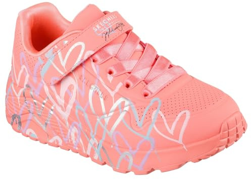 Skechers Uno Lite Love Levitate Sneaker, Coral, 4 UK Child