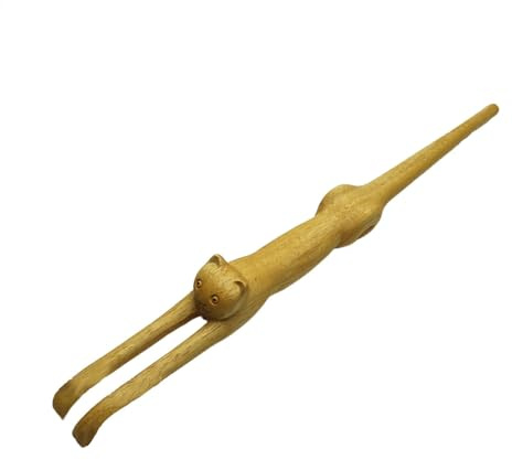 Rascador de espalda en forma de gato, rascador de espalda para gatos, rascador de espalda en forma de gato de madera de tilo con mango largo, masajeador de espalda en forma de gato para adultos y