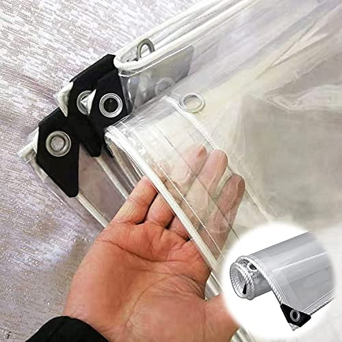 Bâche en vinyle transparent robuste et imperméable en PVC transparent, isolation de 0,3 mm d'épaisseur, pour auvent, terrasse, coquille, 365 g/m², résistante à l'usure (1,9 x 5 m)