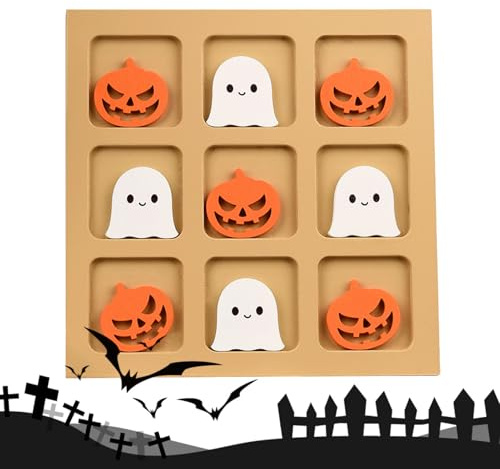 Halloween Gesellschaftsspiel, Logik Holz DREI Gewinnt Schach, Tischspiel Für Kinder Logisches Denken Schule Zuhause Camping Reise