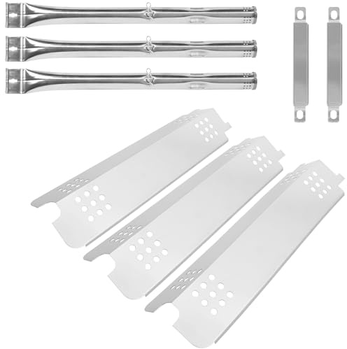 WELL GRILL Parti di ricambio per griglie ibride CharBroil a 3 bruciatori Gas2Coal, piastre riscaldanti, barre aromatizzanti e bruciatori per barbecue e kit di accessori per tubi crossover, in acciaio