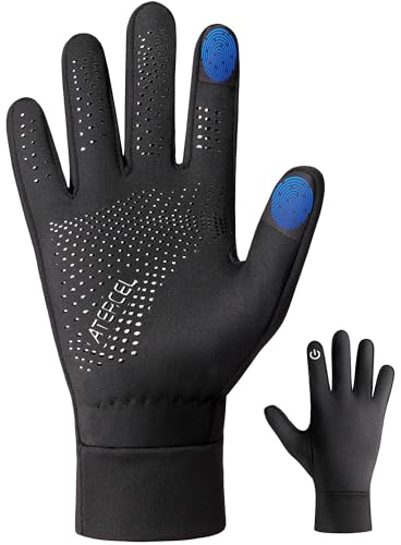 ATERCEL Winter Fahrradhandschuhe Thermo-Handschuhe Herren und Damen Touchscreen (Schwarz, L)