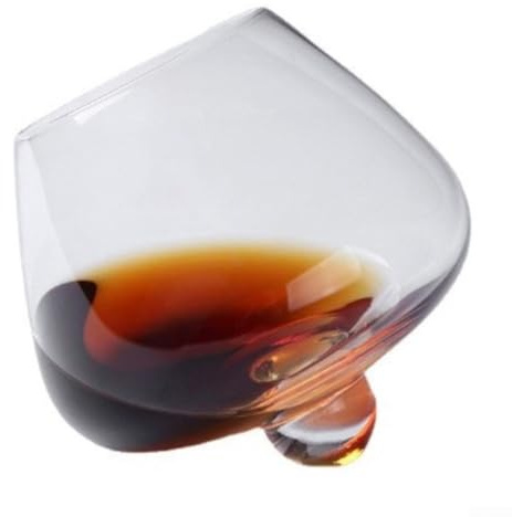 Bicchiere da whisky trasparente, senza piombo, ampio, per birra, cocktail, vino, bere con fondo a emisfero, design rotante, per casa, bar, club, feste e per papà o amici