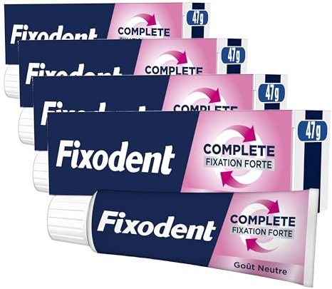 Fixodent Complete Goût Neutre Crème Adhésive Pour prothèses Totales & Partielles 47ml (Lot de 4)