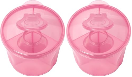Dr. Brown's Baby Milk Powder Dispenser with Snap-On Lid for On-the-Go Feedings, Pink (Pack of 2)