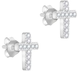 s.Oliver Damen Schmuck – Halsketten, Armbänder, Ohrstecker & Creolen aus Silber mit Kreuzanhänger und funkelnden Steinen – Symbolisch & Elegant – Perfekte Geschenkidee