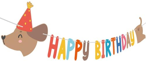 Gleemix Dackel Happy Birthday Banner, Hund Geburtstag Girlande | Dackel Deko Happy Birthday Girlande, Hundegeburtstag Girlanden, Hund Geburtstag Banner für Party Deko
