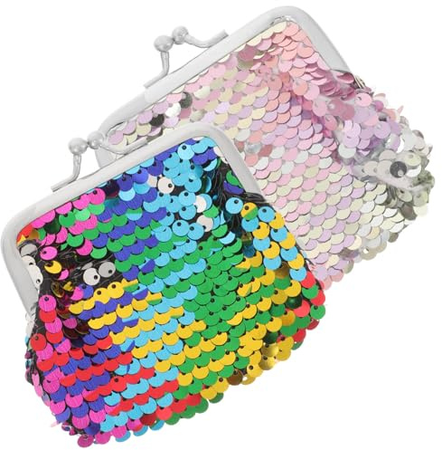 HORIALENCE Porte-Monnaie Miniature à Sequins Double Face avec Fermoir | Lot de 2 Pièces, Style Pratique et Portable, pour Femmes et Filles, Usage Quotidien