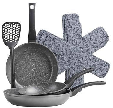 MÄSER Leonis, Pfannen Set 7-tlg., Aluminium mit Granitec-Antihaftbeschichtung, Schwarz