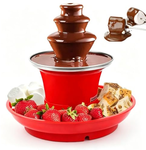 Mini Fuente de Chocolate, Juego de Fondue Eléctrica Portátil de 3 Niveles,