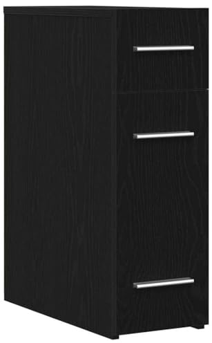KPWENFBSL Armoire pharmacie en bois noir aspect chêne 20 x 45,5 x 60 cm | Commode peu encombrante pour salon, couloir et salle à manger avec trois tiroirs pratiques en bois robuste.