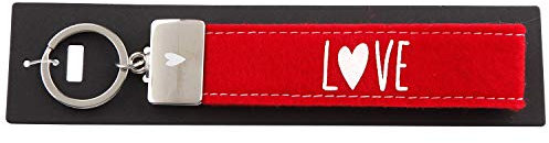 Depesche 004298-007 Porte-clés en Feutre avec Fermeture en métal gravé et imprimé emblématique Love Rouge env. 18,7 x 4,4 x 1 cm