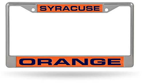 Rico Industries NCAA Rico Industries Syracuse Orange Alternate Chrome Laser License Frame 12 x 6 Laser Cut Chrome Frame - Car/Truck/SUV Automobile Accessory