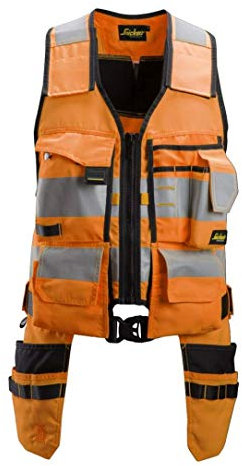 Snickers, High-Vis Unisex Tool Vest, Orange/Black, One Size, orange/black