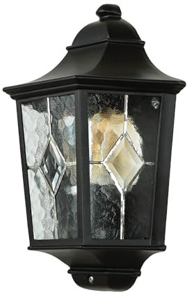 Licht-Erlebnisse Wandleuchte Außen flach Metall Glas antik-schwarz E27 bis 100W Premium-Qualität H:36cm B:26cm Schiffslampe antik-rustikal Außenleuchte Außenlampe Wand
